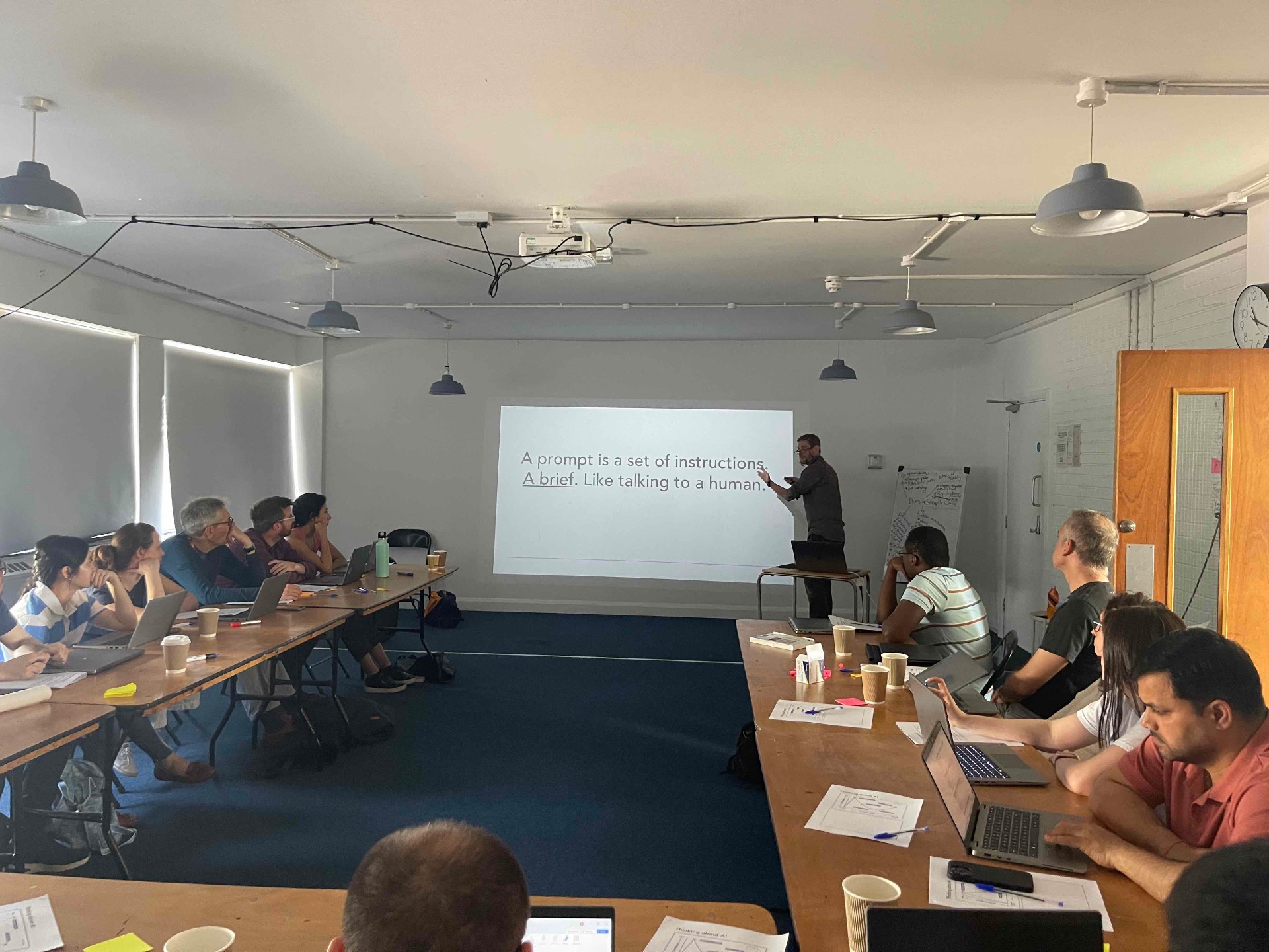 Matthew Thistle teaching prompt engineering at Bristol University Business School, June 2025